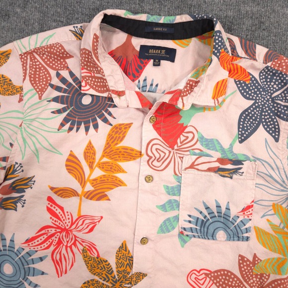 Roark Shirt Mens M Pink Multi Journey Zealandia Floral Classic Fit Short Sleeve - Picture 2 of 9